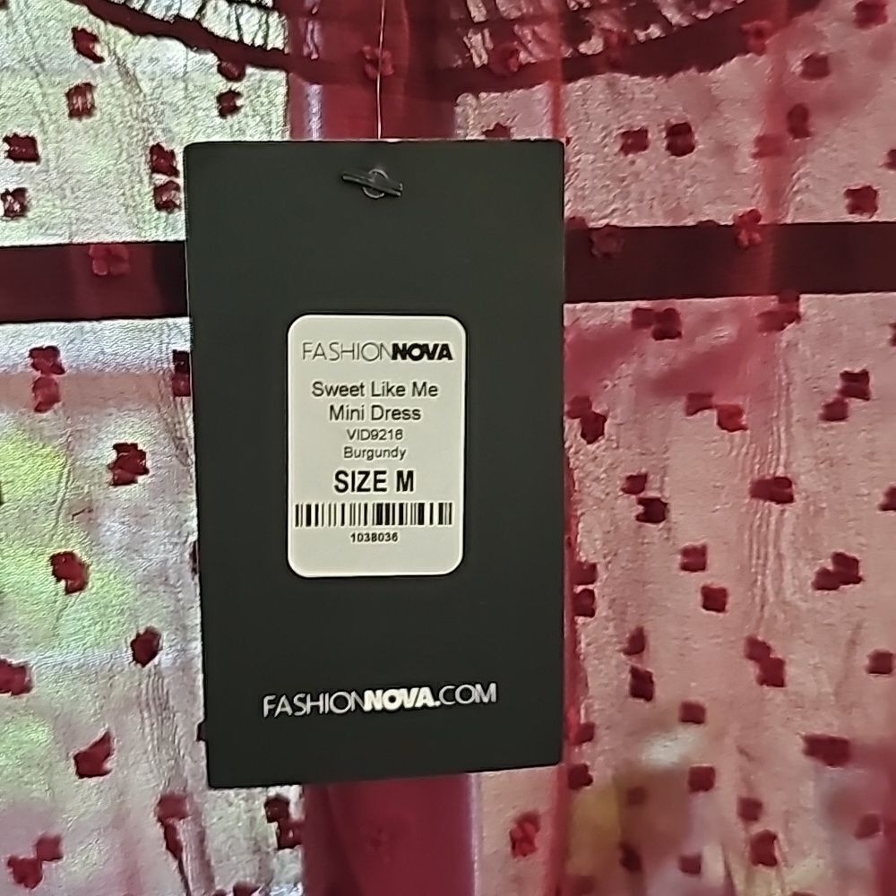 Fashion Nova Sweet Like Me Mini Dress - Burgundy Size Medium, NWT - Picture 7 of 10